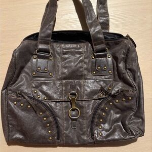 Brown Fake Leather Studded Women's Bag